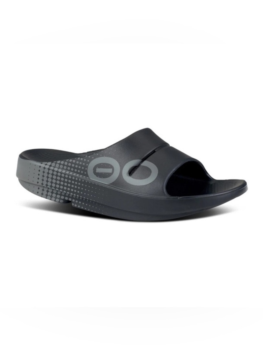 New OOFOS OOahh Sport Recovery Slides Matrix Black M8 W10 NWOT